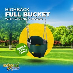 SWING SET STUFF HIGHBACK FULL BUCKET SEAT GREEN WITH CHAINS AND HOOKS play 0050