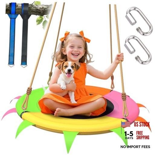 Saucer Swing for Kids Outdoor – 400lb Heavy-Duty Tree Swing with Adjustable
