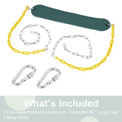 2-Pack Heavy Duty Swing Seat with 66″ Anti-Rust Chains & Quick-Connect Snap H…