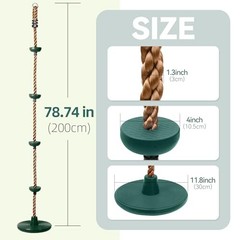 Climbing Rope Disc Swing for Kids Outdoor‌ – Heavy Duty ‌Tree Swings‌ with Non