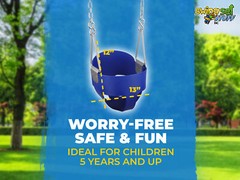 SWING SET STUFF HIGHBACK FULL BUCKET SEAT BLUE WITH CHAINS AND HOOKS child 0050