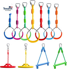 Craft Ninja Warrior Obstacle Course Accessories Kids Outdoor Play – 7Pc Rings, 2