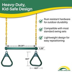 Heavy-Duty Ring Trapeze Bar Combo, Large 20″ Trapeze Swing Bar with Triangula…