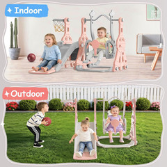 Toddler Slide and Swing Set – Baby Slide for Toddlers Age 1-2, with Basketball H