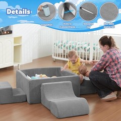 6PCS Soft Foam Climbing Blocks Set with Ball Pit – Safe Indoor Play for Toddlers