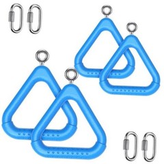 4Pcs Trapeze Swing Bar Rings with Carabiners, Swingset Blue- 4 Pack