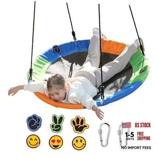 Saucer Tree Swing Seat for Kids 40 Inch Outdoor Round Tree Swing for Orange