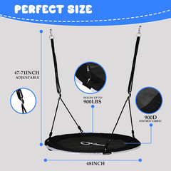 48 Inch Tree Swing with LED Light for Kids, 900Lbs Flying Saucer Swing, with Adj