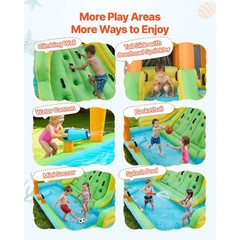 Double Slide Inflatable Bounce House with Climbing Wall & Splash Pool