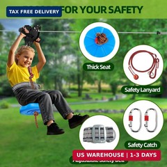 Zipline for Backyard Kids and Adults: 200FT Up to 400 lbs – Updated Removable De