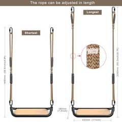 Heavy Duty Wooden Tree Swing for Kids & Adults, 500lbs Capacity, Adjustable