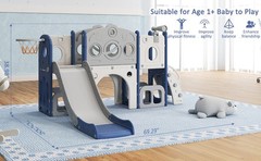 All in 1 Toddler Slide with Basketball & Telescope, Indoor Playset for Age 1-3