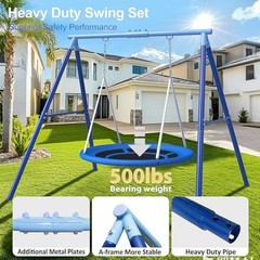500lbs Heavy Duty Metal Saucer Swing Set Backyard Kids 45″ Round 45 inches