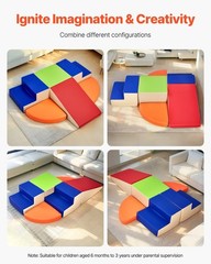 6-Piece Soft-Surface Climbing Blocks, PU Leather, 25D Dense Foam