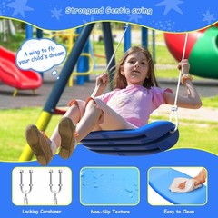 Saucer And Belt Kids Swing Set Outdoor Play Toy For Ages 4-8 Playground Backyard