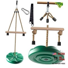 Disc Swing for Kids, Swing Set Accessories, 7FT Height Adjustable Gym Green