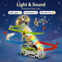 Dalmatian Racer Climbing Stairs Slide Toy – Spotty Dog Race Track Puppy Chasi…