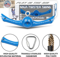 Ninja-Twister Swing Spins Set: Slackline Attachments – 360° Handle Twist-Spin Fl