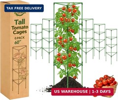 Halatool 6 Pack Tomato Cages for Graden 60 Inch, Adjustable Metal Tall Heavy Dut