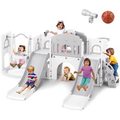 Toddler 2 Slides & Swing Set Kids Playset Playground Indoor Outdoor