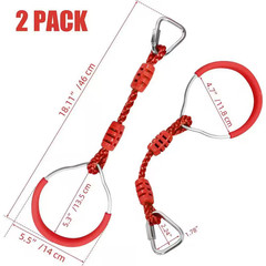 2-Pack Ninja Rings Obstacle Course Swing Set, Red Plastic Rings with Carabiner,