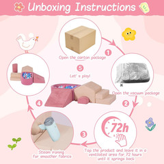 5-Piece Foam Climbing Blocks for Toddlers with Ball Pit,Pink & Beige | Mini Hous