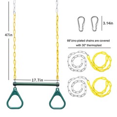 18” Trapeze Swing Bar Rings 48” Heavy Duty Plastic Coated Chains Swing Set …