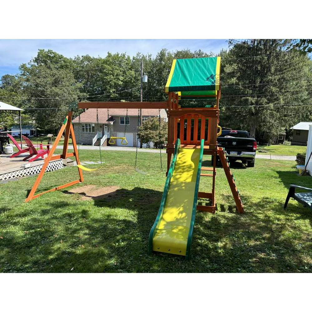 SWING SET PLAYSET OUTDOOR KIDS PLAYGROUND WOODEN BACKYARD EQUIPMENT BACKYARD