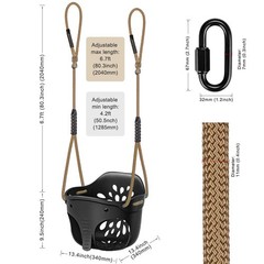 Heavy-Duty High Back Full Bucket Toddler Swing Seat with Locking Carabiners a…