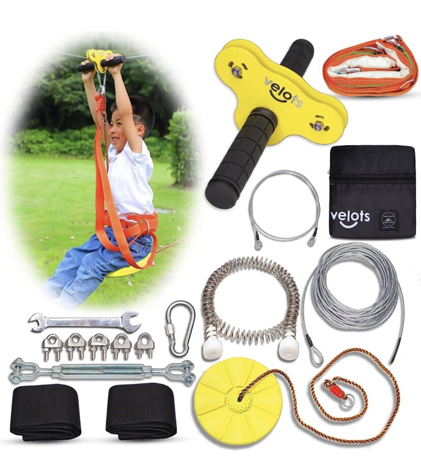 Zipline Kits for Backyard Adults & Kids Playground Games Outdoor (140 Feet)