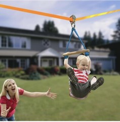Hooroor Slackline Pulley 52FT Zip Line, Monkey Bar Ninja Warrior Obstacle Course