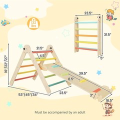 3-in-1 Triangular Climbing Toys Foldable & Height-adjustable Triangle Set