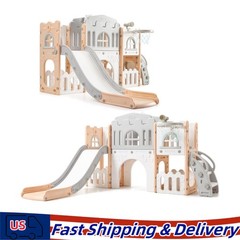 8-in-1 Toddler Indoor Playground with Slide, Climber, and Basketball Hoop