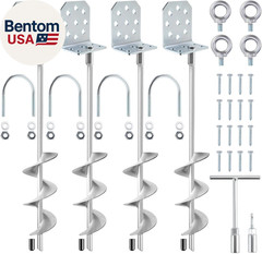 Swing Set Anchors 20″ – Heavy Duty Ground Anchors Screw in with L-Brackets & Dri