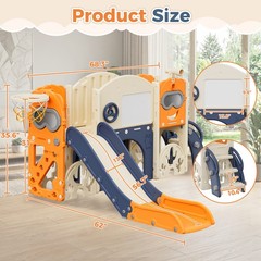 10 in 1 Toddler Slide Playset Indoor Outdoor Kids Playground w/ Basketball Hoop