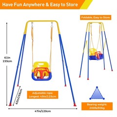 2 in 1 Swing Set for Toddler & Baby Jumper, Heavy Duty Kids Swing & Bouncer w…