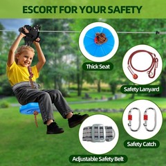 Zipline 200FT Backyard Kids Adults 400lbs Removable Trolley Harness