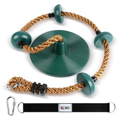 Climbing Rope with Platforms and Disc Swing Seat Set Playground Including Bon…