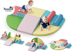 Foam Climbing Blocks for Toddlers 1-3, 8Pcs Soft Play Set with Crawling Explorat