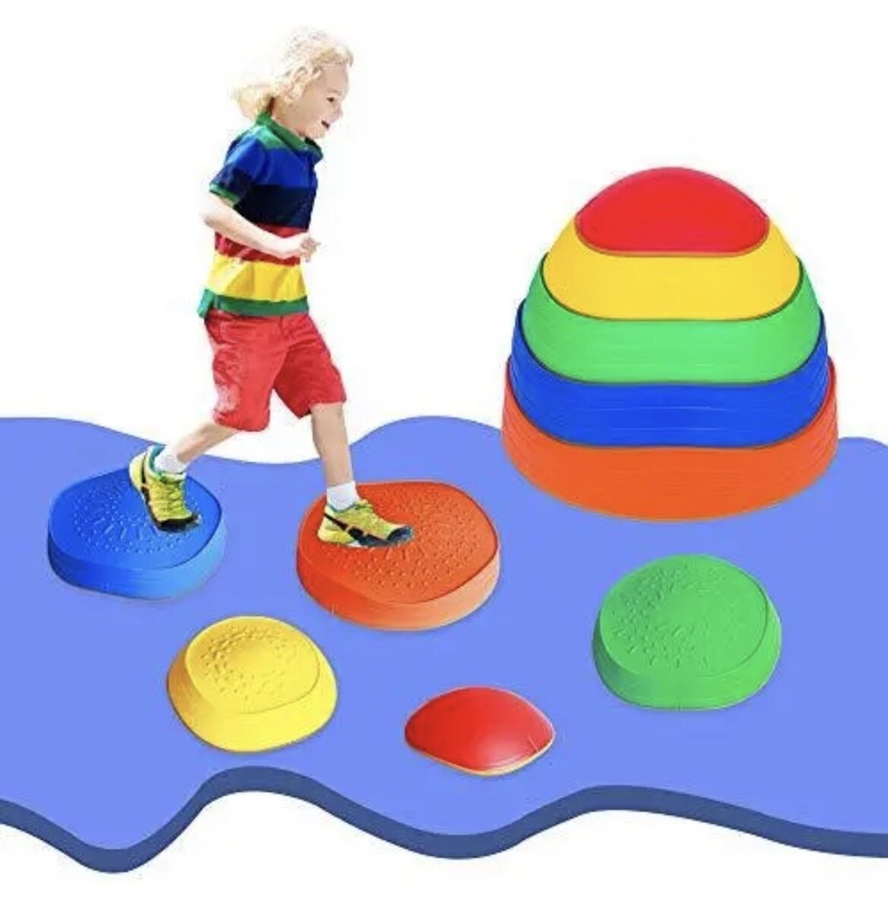OMNISAFE Balance Stepping Stones for Kids Non-Slip Textured Surface 2 Sets