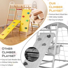 Costway 8-in-1 Jungle Gym Playset, Wooden Climber Play Set w/ Monkey Bars