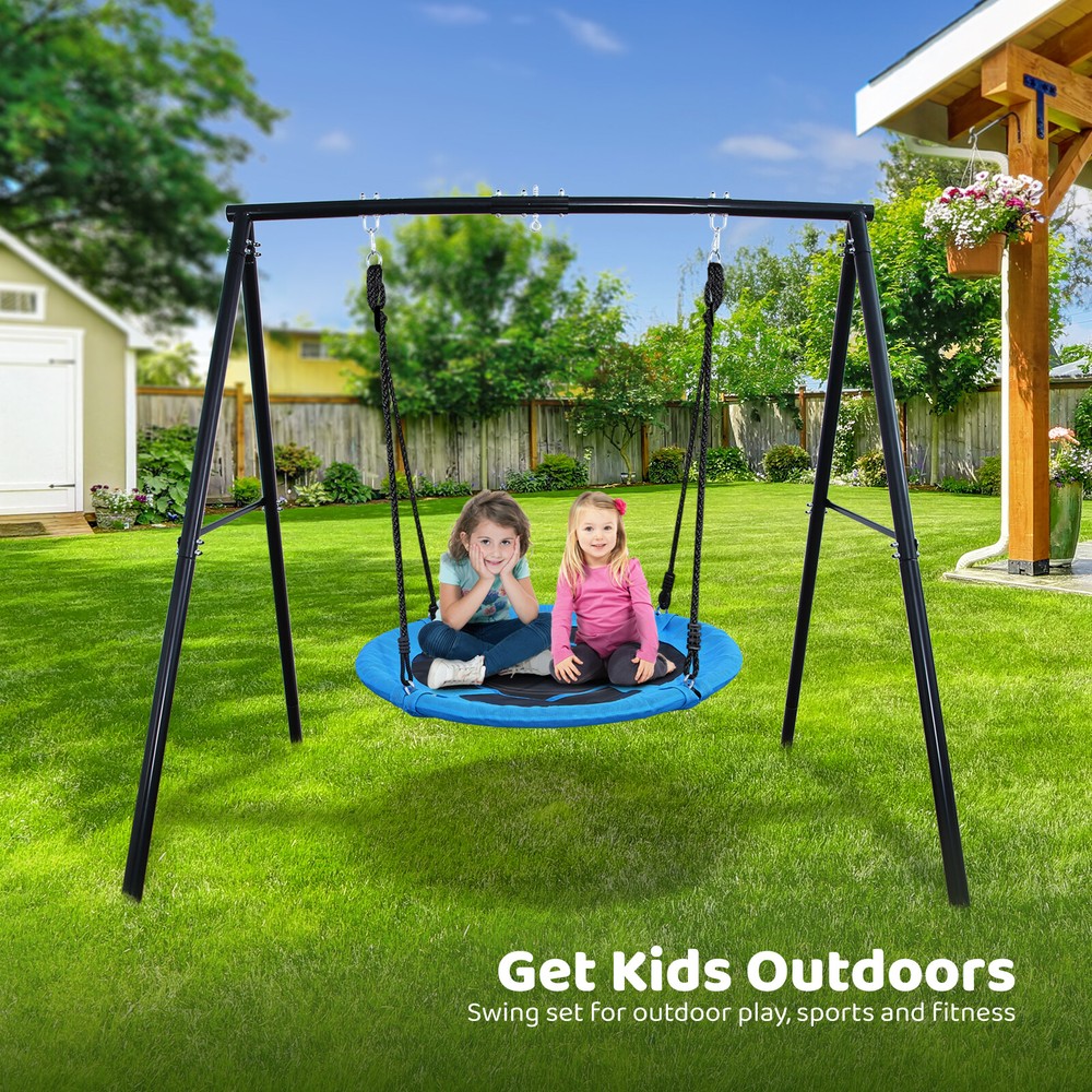 440lb Metal Swing Set Heavy Duty Frame Stand Backyard Kids & Adult w/40″ Swing