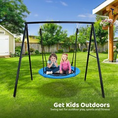 440lbs Outdoor Metal A-Frame Heavy Duty Swing Set Kids Adult Backyard Swing Set