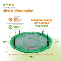 gobaplay Single Swing Set with 8′ Frame Extension, Swings, and 40″ Round Saucer