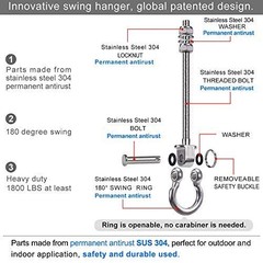 6 Pack Swing Hanger, 9.25″ x M10 Swing Bolts, Stainless Steel Heavy Duty Swin…