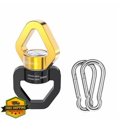 Digtichnny Heavy Duty Swing Swivel 35KN, Black Gold Spinner w/Carabiners
