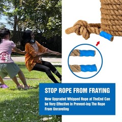 33 FT Tug of War Rope Toys Set for Kids – Soft Natural Jute Fiber Rope with R…