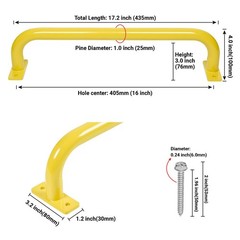 2 Pack 17 Inch Metal Outdoor Playground Handles, Yellow