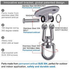 Stainless Steel Heavy Duty Swing Hangers 360° Swivel Swing Set Hooks for Yoga