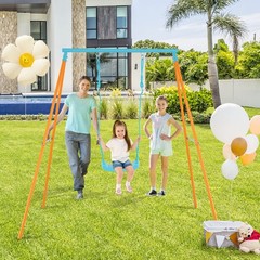 Toddler Swing Heavy Duty Metal Swing Set with A Frame Adjustable Ropes